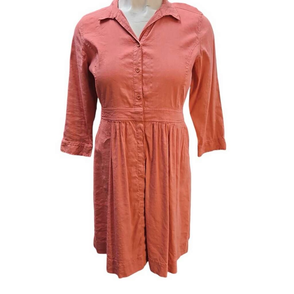 NWT Eileen Fisher dress PL PETITE LARGE  new knee length midi button linen blend